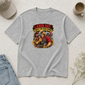 Good Original Labor Day Celebration Pride Worker washed t shirt showing vibrant pride colors and comfortable fabric