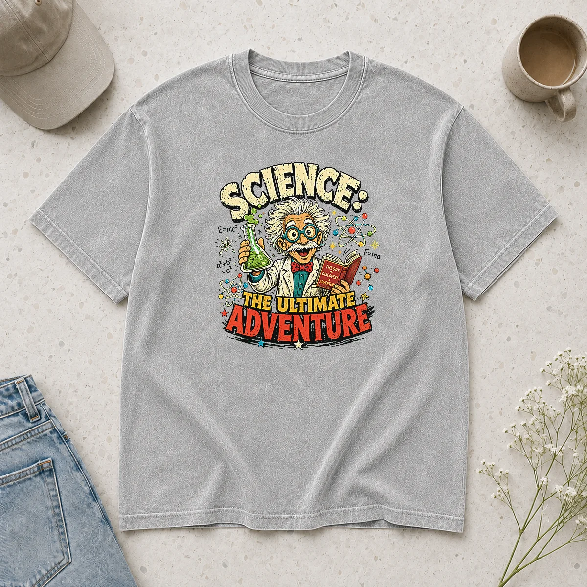 Good Science The Ultimate Adventure Retro Distressed Washed T Shirt in faded vintage style with soft fabric texture