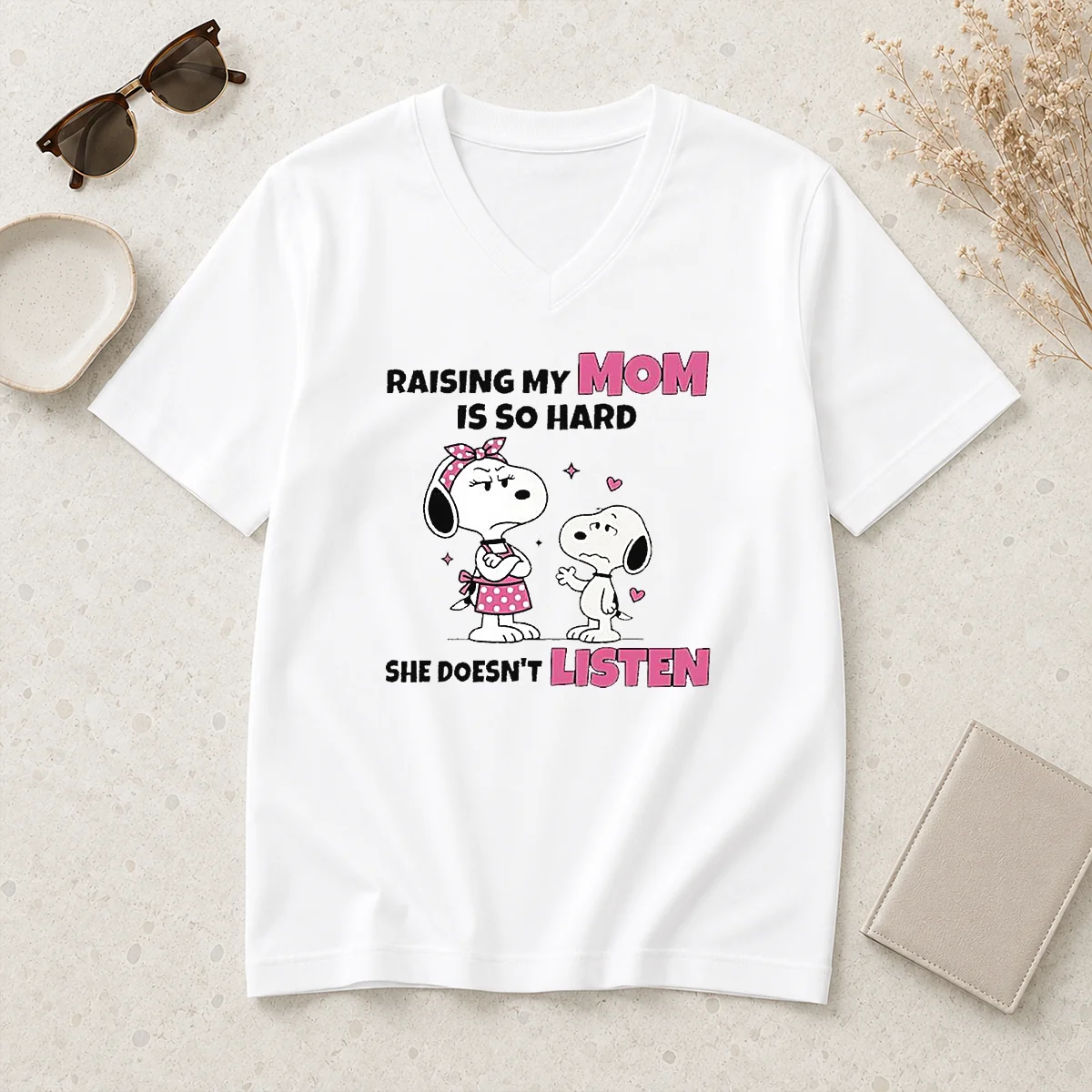 Good Snoopy And Belle Funny Raising V-Neck Shirt Good Snoopy And Belle Funny Raising V-Neck Shirt