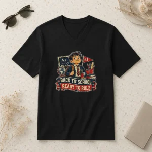 Good Top Back To School Proud Student Retro Distressed V-Neck Shirt