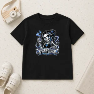 Happy Awesome Skeleton Girl Coffee Quote Y2K Kids T-Shirt
