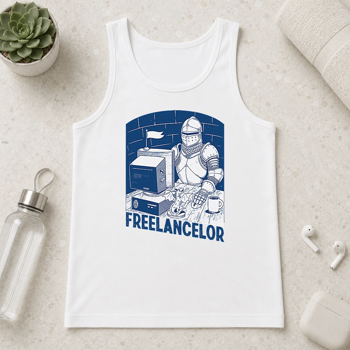 Happy Freelancer Knight Gaming Vintage Funny Gamer Tank Top