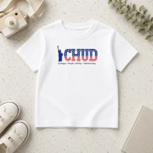 Happy Nice Statue Of Liberty CHUD Change Hope Unity Democracy American Patriot kids t shirt in vibrant colors