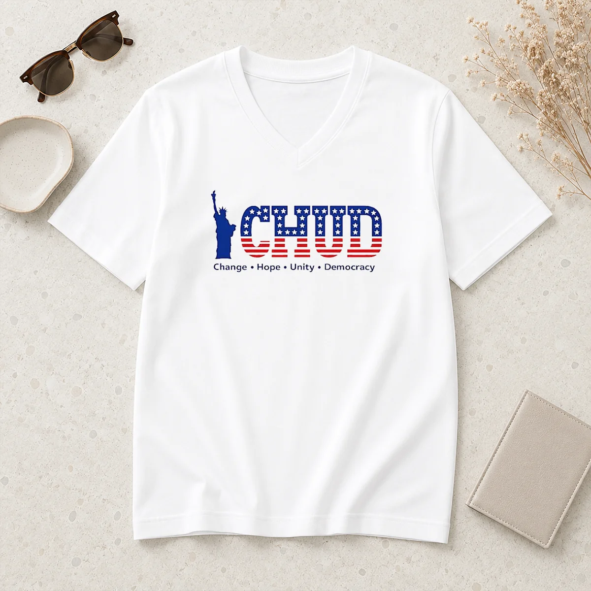 Happy Nice Statue Of Liberty CHUD V-Neck Shirt Happy Nice Statue Of Liberty CHUD V-Neck Shirt