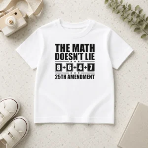 Happy Nice The Math Does Not Lie 8 Plus 6 Plus 4 Plus 7 25th Amendment Politics Kids T-Shirt