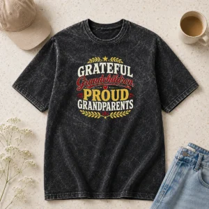 Happy Pretty Family Celebration Grateful Grandchildren Vector Washed T-Shirt