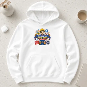 Happy Pretty Labour Day Celebration Anime For Proud Workers Hoodie in black with front anime graphic and text design