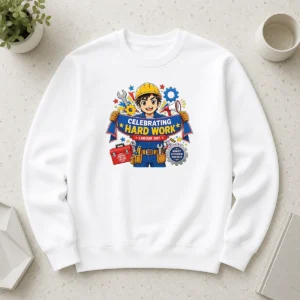 Happy Pretty Labour Day Celebration Anime For Proud Workers Sweater in cozy knit fabric with vibrant anime design