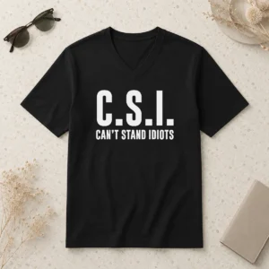 Alternative view of Hot Awesome CSI Can't Stand Idiots Shirt
