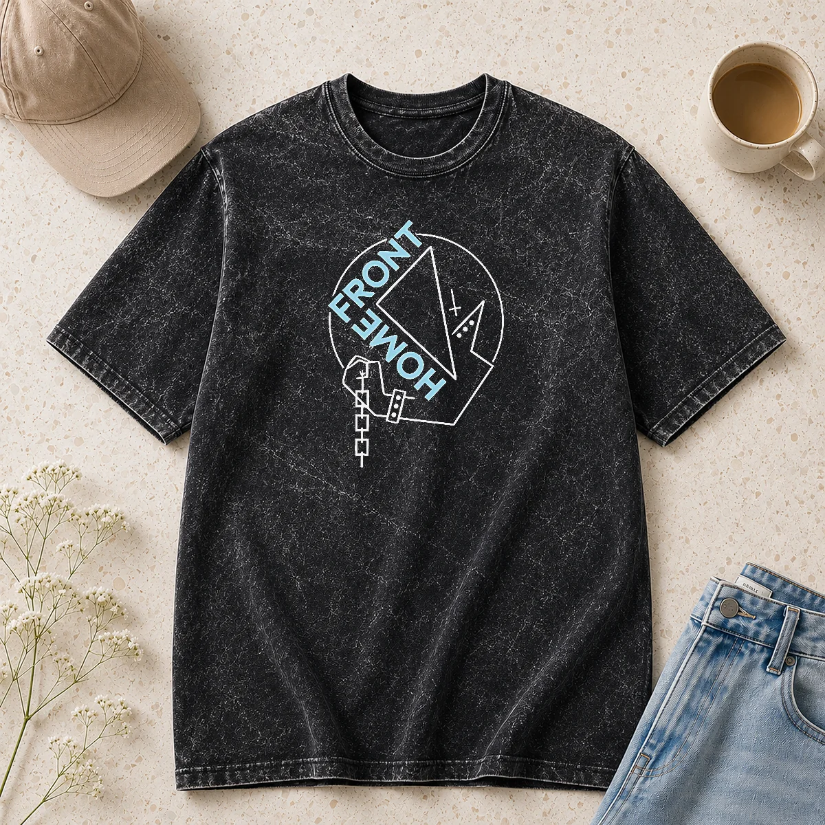 Hot Homefront Chained Fist Triangle Logo Washed T-Shirt