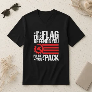 Hot If This Flag Offends You I'Ll Help You Pack Flag Mashup V-Neck Shirt
