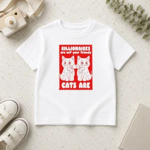 Hot Nice Billionaires Are Not Your Friends Cats Are Kitten kids t shirt in white, short-sleeve cotton tee for children