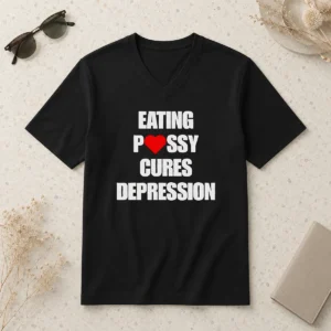 Hot Original Eating Pssy Cures Depression V-Neck Shirt