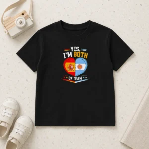 Hot Original Yes I'M Both Of Team Spain And Argentina Heart Flag Kids T-Shirt