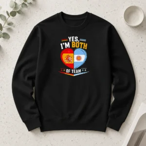 Hot Original Yes I'M Both Of Team Spain And Argentina Heart Flag Long Sleeve Shirt
