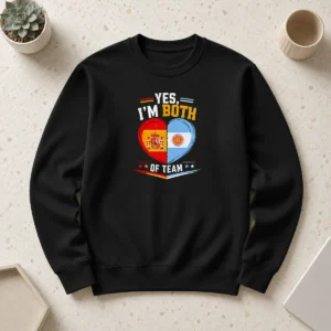 Hot Original Yes I'M Both Of Team Spain And Argentina Heart Flag Sweater showing front design on a cozy crewneck garment