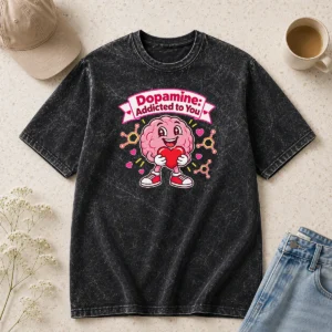 Hot Premium Cute Dopamine Addicted To You Love Washed T-Shirt