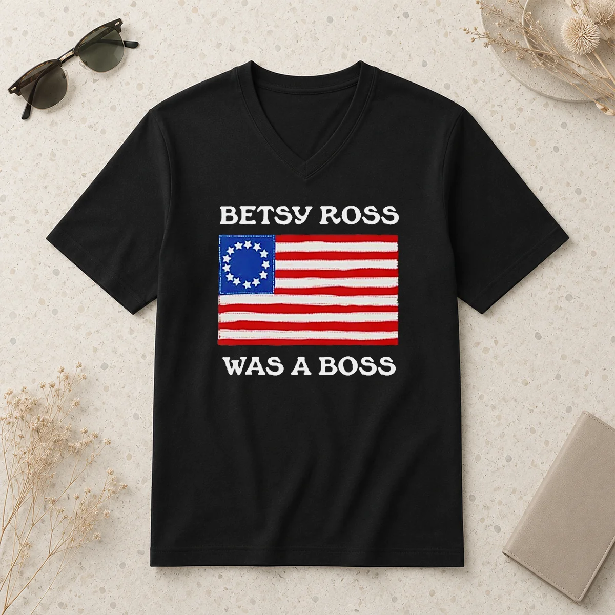 Nice Betsy Ross Was A Boss V-Neck Shirt Nice Betsy Ross Was A Boss V-Neck Shirt