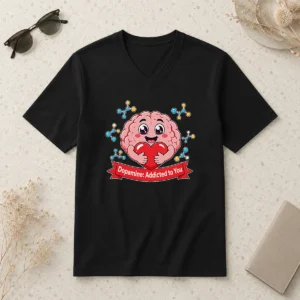 Nice Dopamine Addicted To You Cute Brain Vector V-Neck Shirt