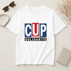 Nice Happy CUP Solidarity Red White Blue Logo V-Neck Shirt