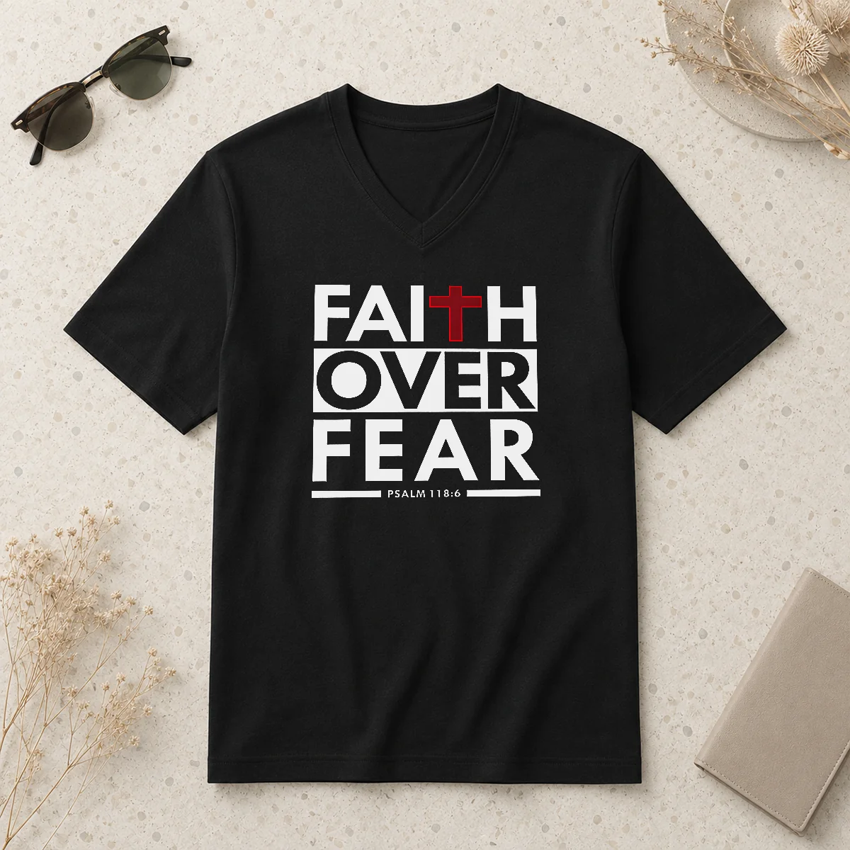 Nice Official Faith Over Fear V-Neck Shirt Nice Official Faith Over Fear V-Neck Shirt