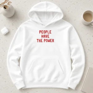 Nice People Have The Power Patti Smith Song Lyrics Protest Movement Hoodie in black, front view with bold white text design