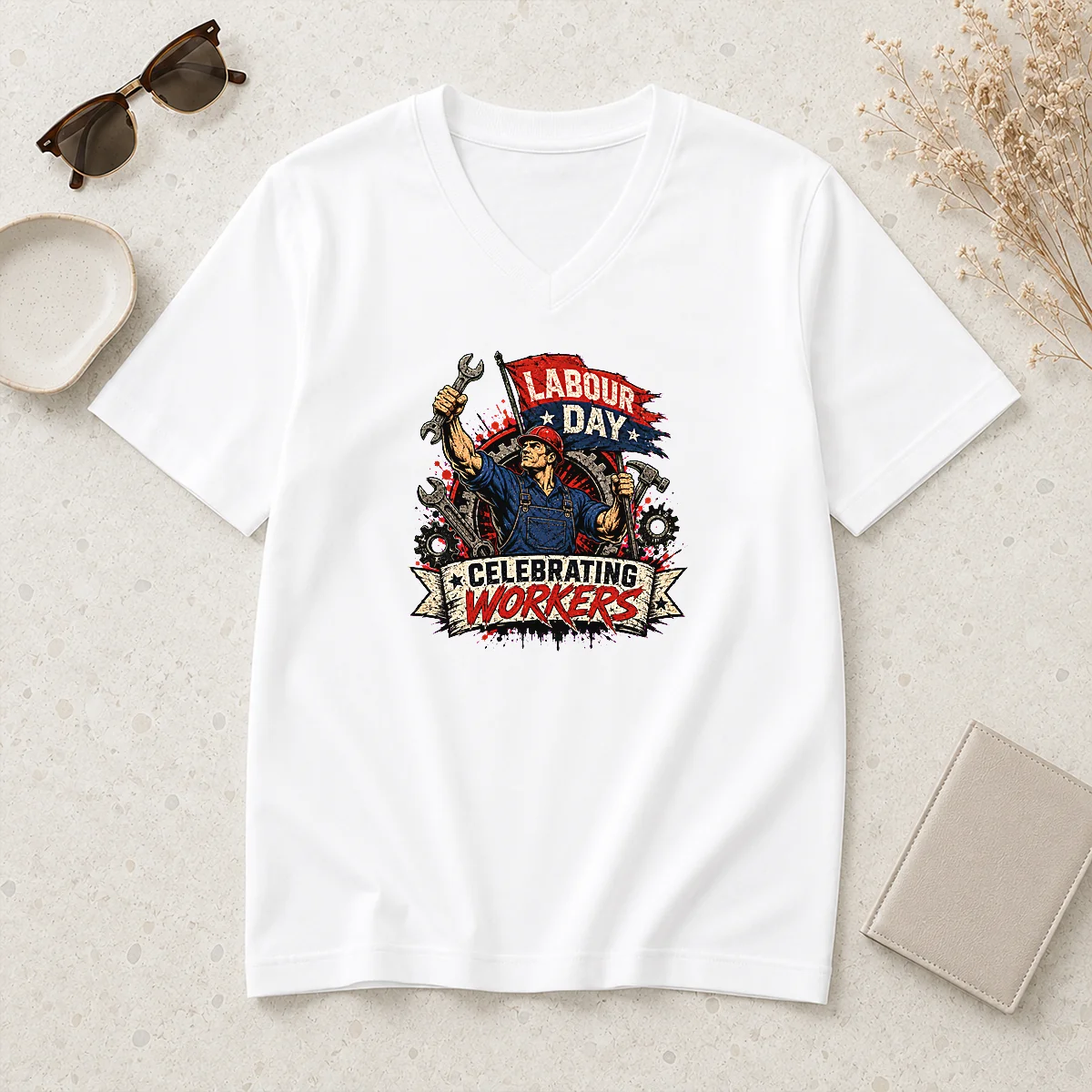 Official Awesome Labour Day Celebration Workers V-Neck Shirt Official Awesome Labour Day Celebration Workers V-Neck Shirt