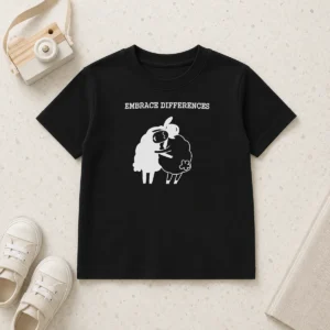 Official Embrace Differences Sheep Hug Hugging Inclusivity Kids T-Shirt