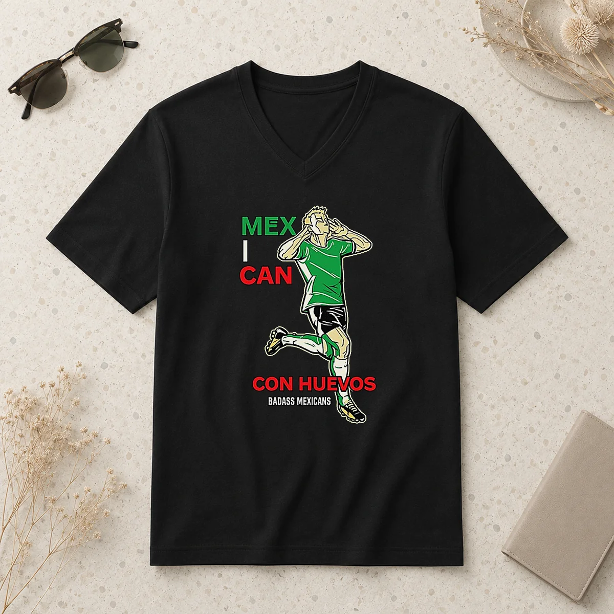 Official Mexican Con Huevos Badass Mexicans V-Neck Shirt Official Mexican Con Huevos Badass Mexicans V-Neck Shirt
