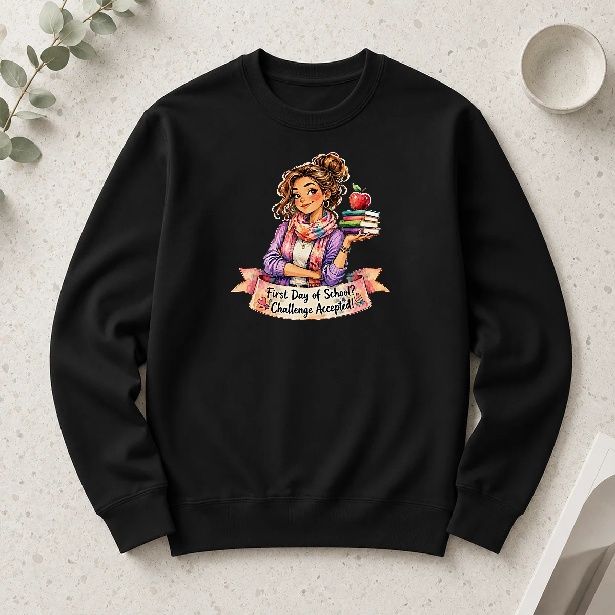 Original Back To School Funny Teacher Girls Watercolor Graphic Long Sleeve Shirt
