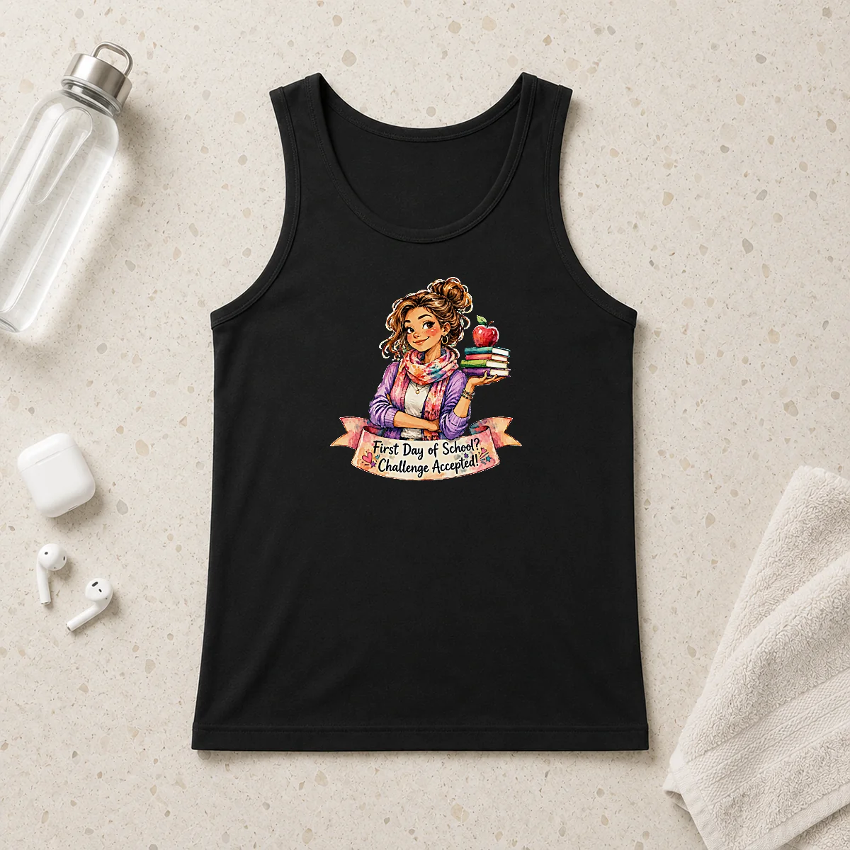 Original Back To School Funny Teacher Girls Watercolor Graphic Tank Top