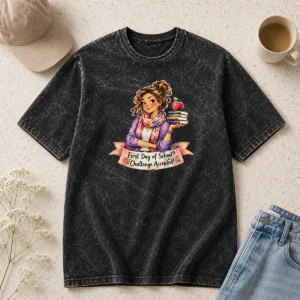 Original Back To School Funny Teacher Girls Watercolor Graphic Washed T-Shirt