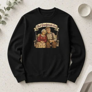 Perfect Official Best Grandparents Ever Vintage Retro Distressed Long Sleeve Shirt in soft cotton fabric with classic fit