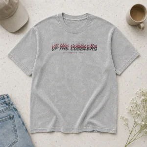 Perfect Up The Cobblers Northampton Town FC EFL Washed T Shirt in soft cotton fabric, front view