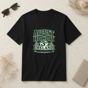 Premium August Holiday Ireland Family Celebration Silhouette V-Neck Shirt