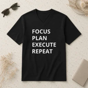 Premium Awesome Focus Plan Execute Repeat V-Neck Shirt
