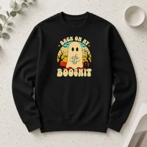 Premium Back On My Booshit Retro Ghost Drinking Boba Tea Long Sleeve Shirt