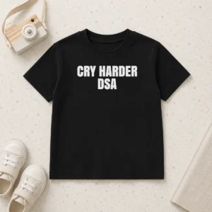 Premium Cry Harder DSA Political Satire Kids T-Shirt