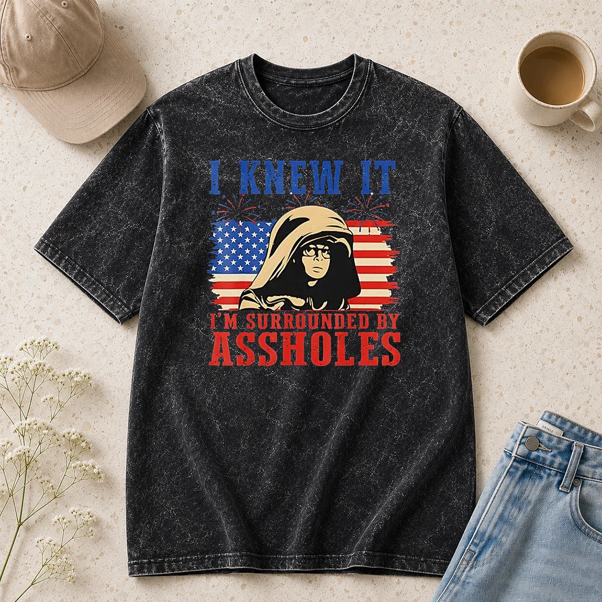 Premium Dark Helmet I Knew It Im Surrounded By Assholes Spaceballs Washed T-Shirt