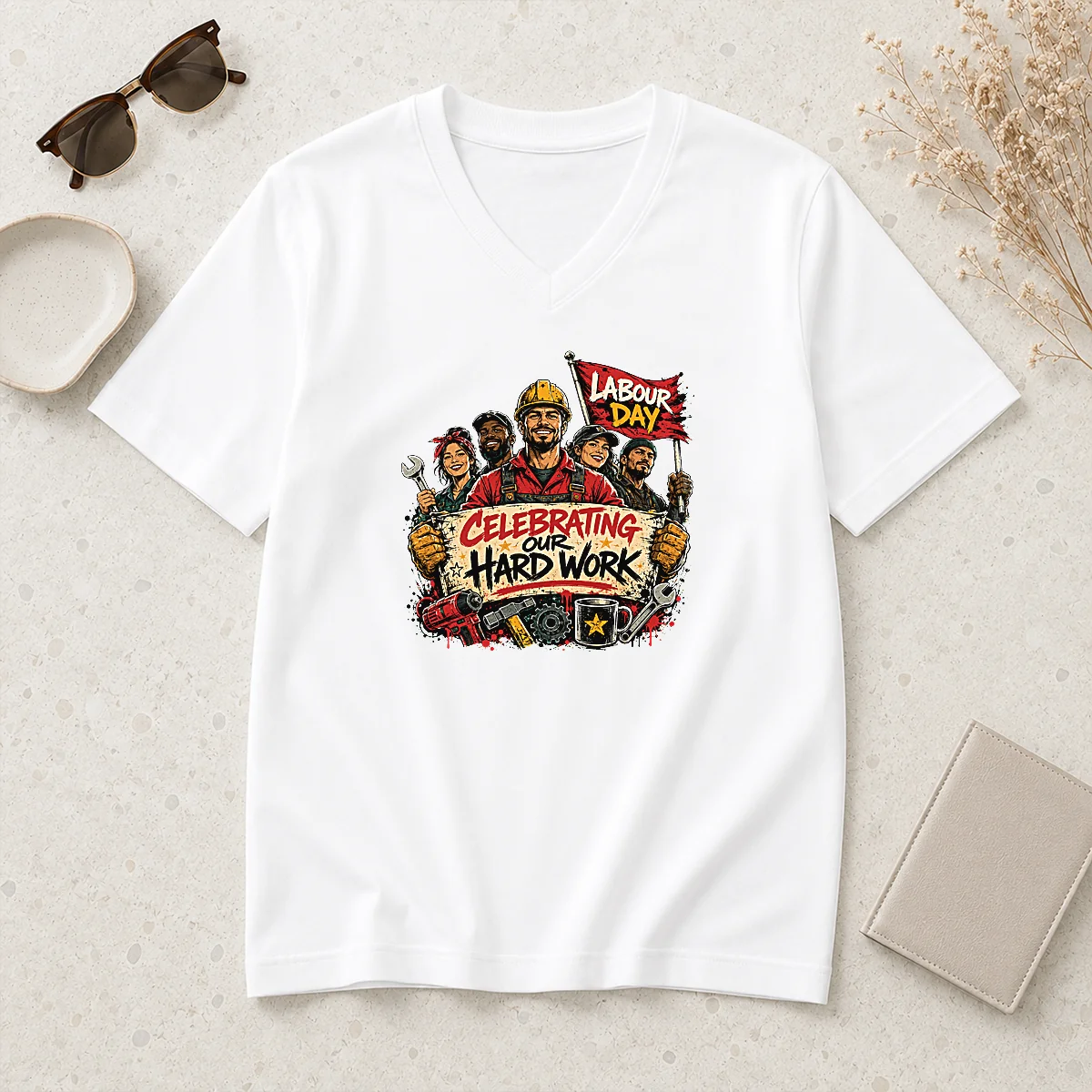 Premium Funny Labour Day Celebration For V-Neck Shirt Premium Funny Labour Day Celebration For V-Neck Shirt