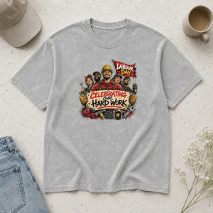Premium Funny Labour Day Celebration For Proud Workers washed t shirt in soft fabric with printed design