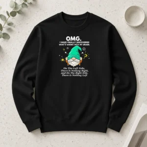 Premium Gnome Brain Discovery Cartoon Long Sleeve Shirt featuring a playful gnome brain illustration on a comfortable long sleeve garment