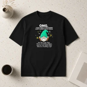 Premium Gnome Brain Discovery Cartoon t shirt in classic fit with vibrant graphic print on front