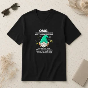 Premium Gnome Brain Discovery Cartoon V Neck Shirt featuring a playful gnome graphic on a comfortable v neck garment