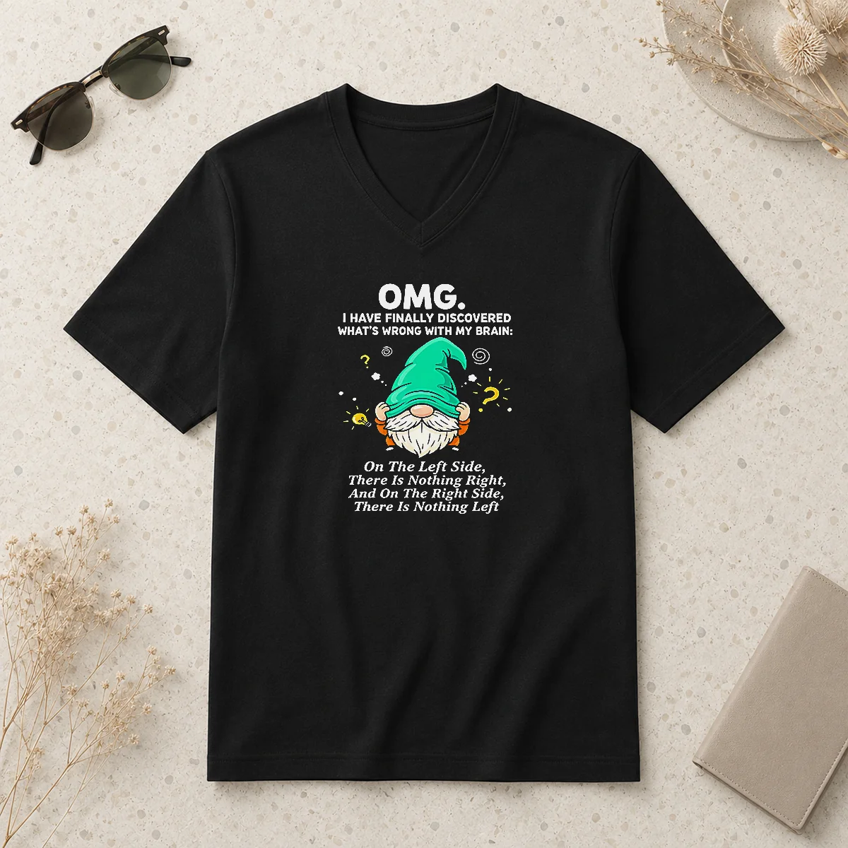 Premium Gnome Brain Discovery Cartoon V-Neck Shirt Premium Gnome Brain Discovery Cartoon V-Neck Shirt