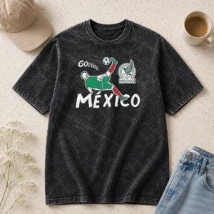 Premium Mexico Soccer Gooool Gooooal Bicycle Kick Sport Fan Mexican National Team Washed T-Shirt