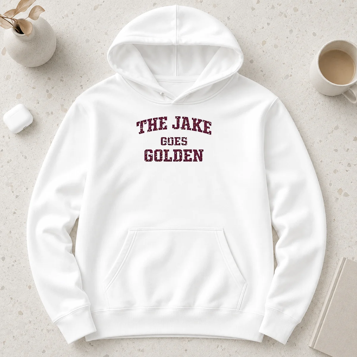 Premium Perfect The Jake Goes Golden Hoodie in soft fabric with front pocket and adjustable drawstring hood