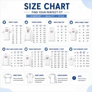 Size chart for Premium Perfect The Jake Goes Golden with measurements in inches and centimeters