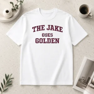 Premium Perfect The Jake Goes Golden t shirt in classic fit with vibrant golden graphic on soft cotton fabric