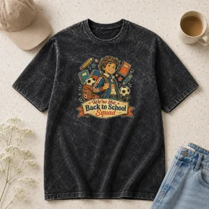 Premium Top Back To School Squad Vintage For Kids Washed T-Shirt